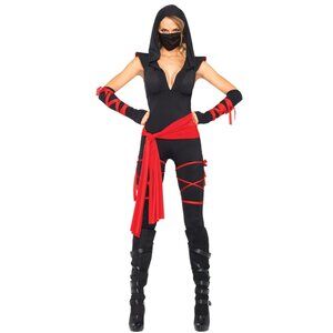 Deadly Ninja Costume - Deep-V Jumpsuit with Accessories
